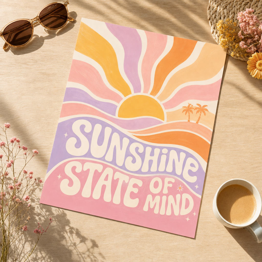 Sunshine State of Mind poster som löst tryck i flat-lay
