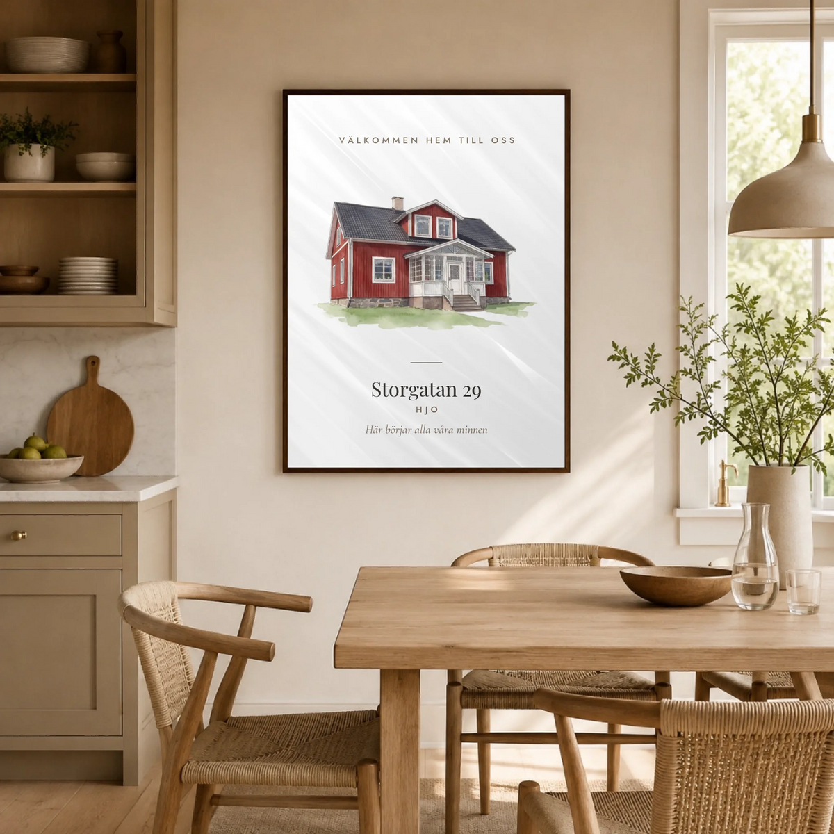 Husposter i akvarell – Vårt hem, i matsalen