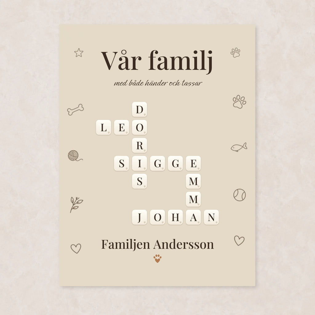 Familjeband Husdjur – familjetavla med husdjurens namn