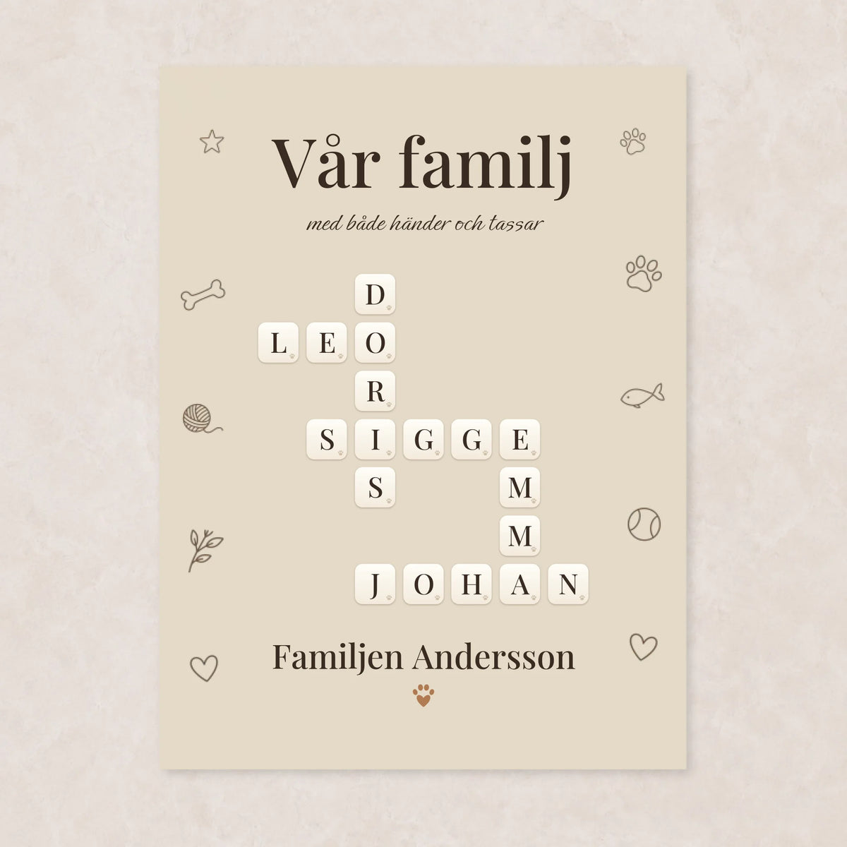 Familjeband Husdjur – familjetavla med husdjurens namn