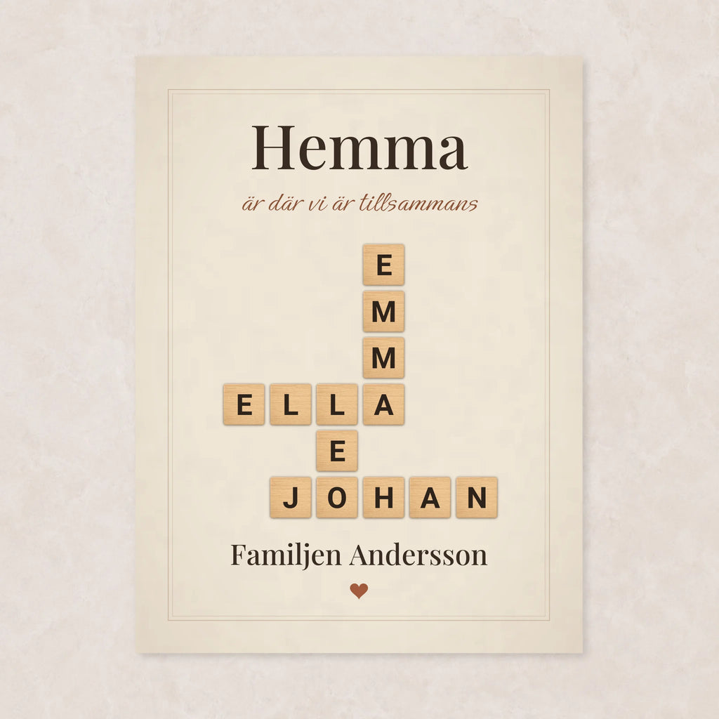 Familjeband Höstmys – familjetavla med namn