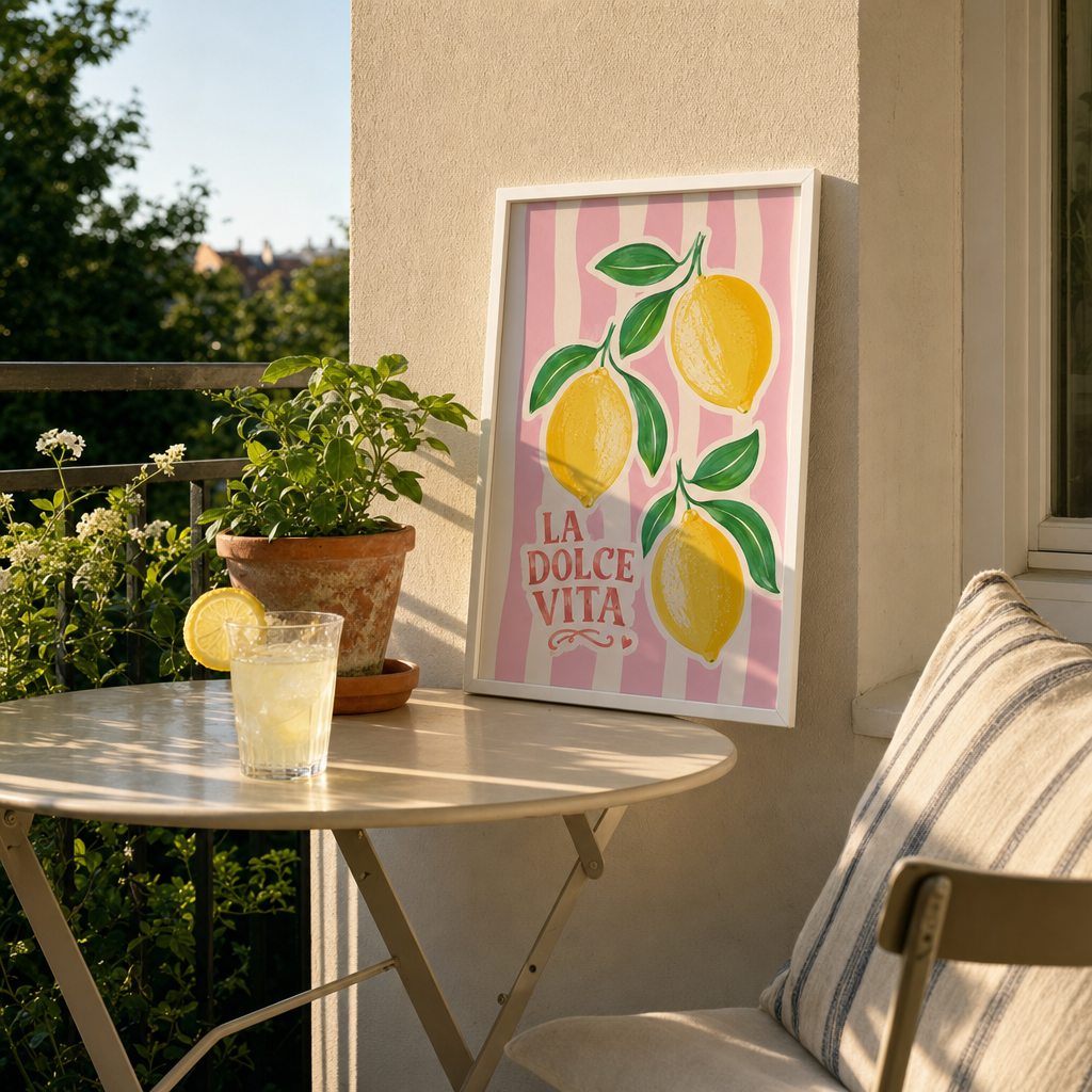 La Dolce Vita poster lutad på svensk sommaraltan