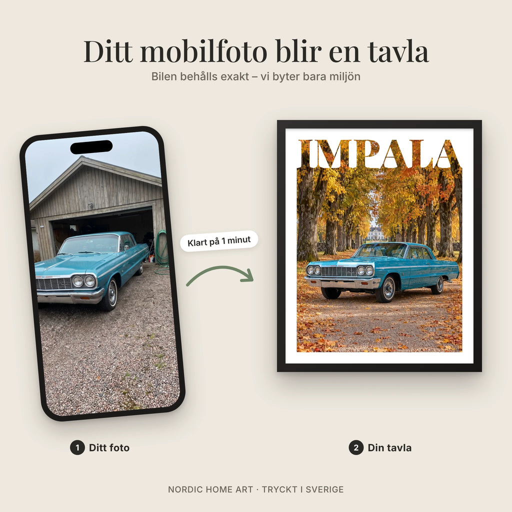 Ditt mobilfoto blir en tavla – bilen behålls exakt