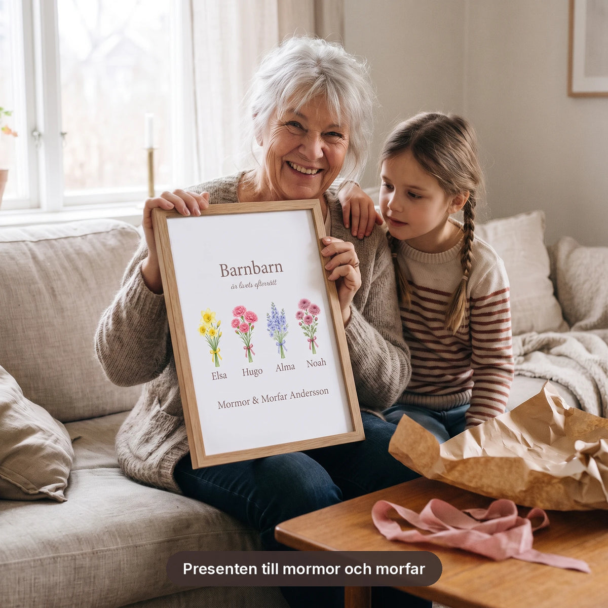 Familjeblom Barnbarn – presenten till mormor och morfar