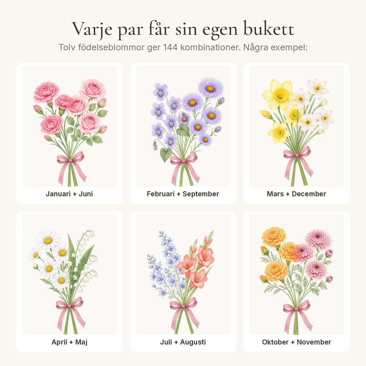 Familjeblom Vi två – varje par får sin egen bukett