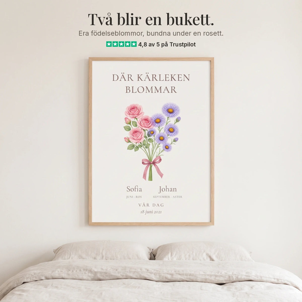 Partavla Två blir en – era födelseblommor i en bukett