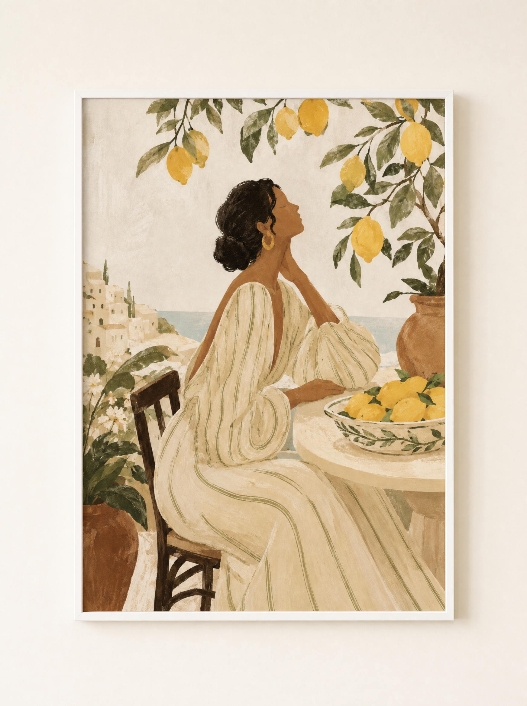 Eftermiddag i Amalfi poster i vit ram, ren produktbild