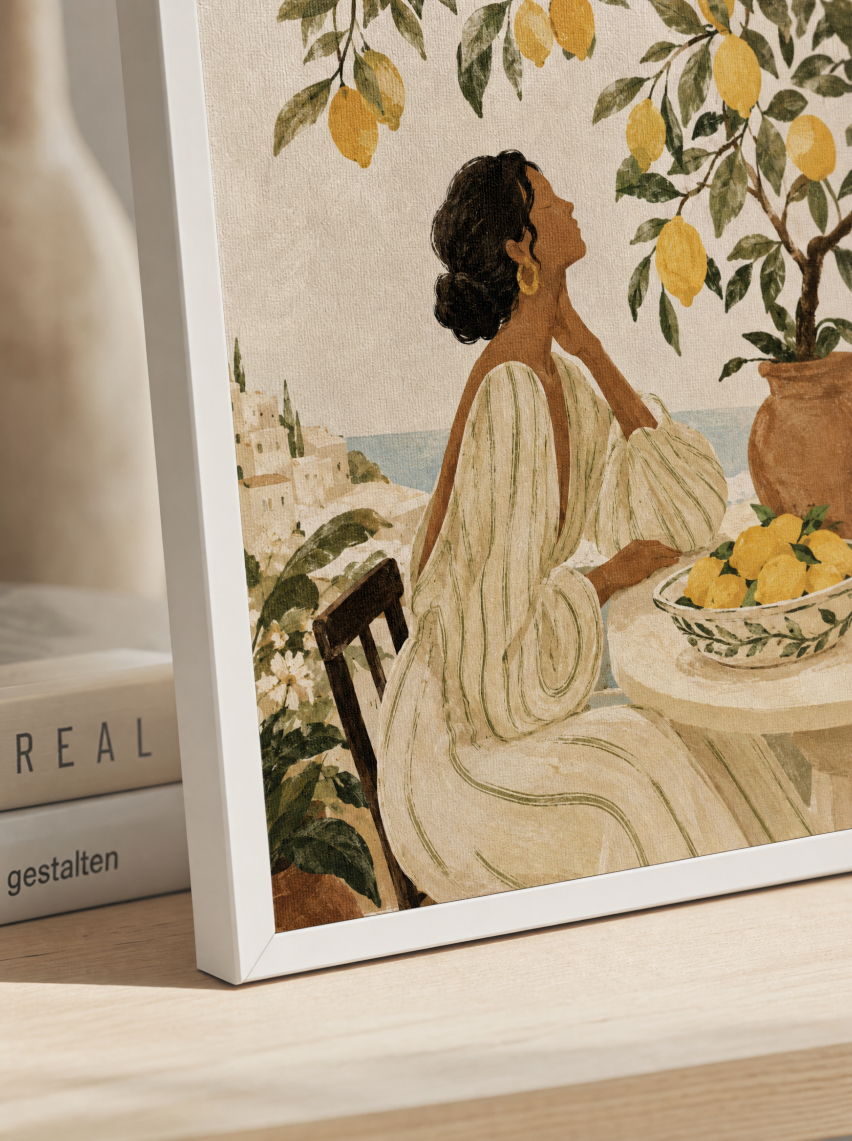 Eftermiddag i Amalfi poster närbild på hörn, kant-i-kant
