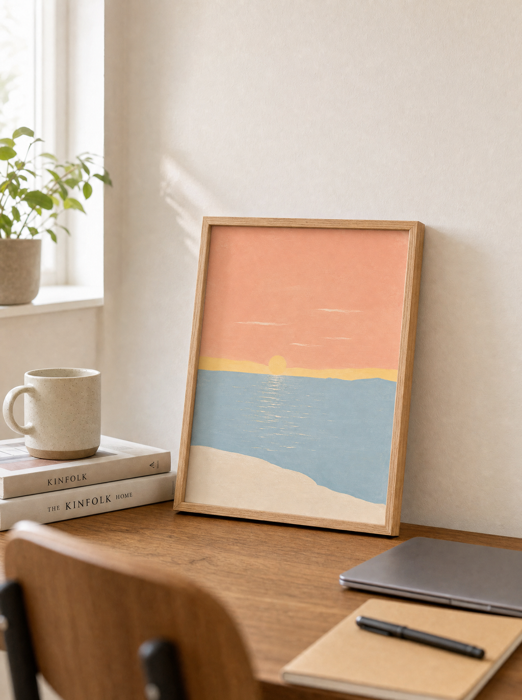 Solnedgång vid Havet poster i liten 30x40 på skrivbord