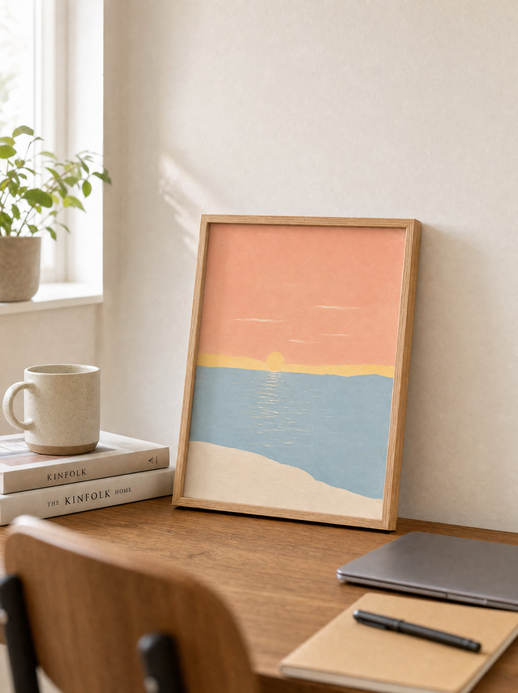 Solnedgång vid Havet poster i liten 30x40 på skrivbord