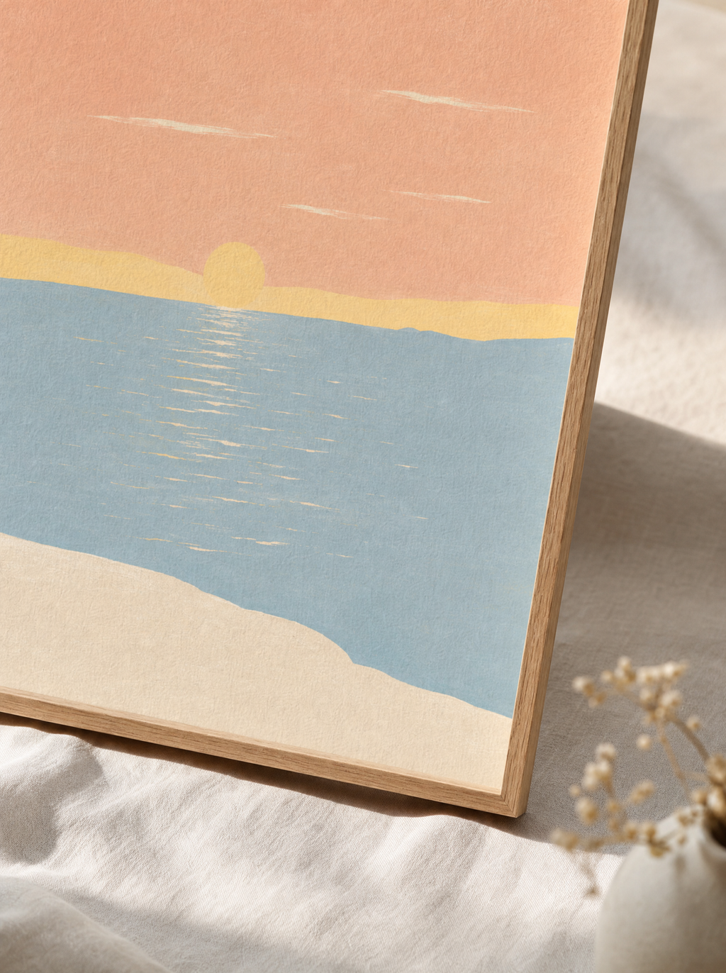 Solnedgång vid Havet poster närbild på hörn, kant-i-kant