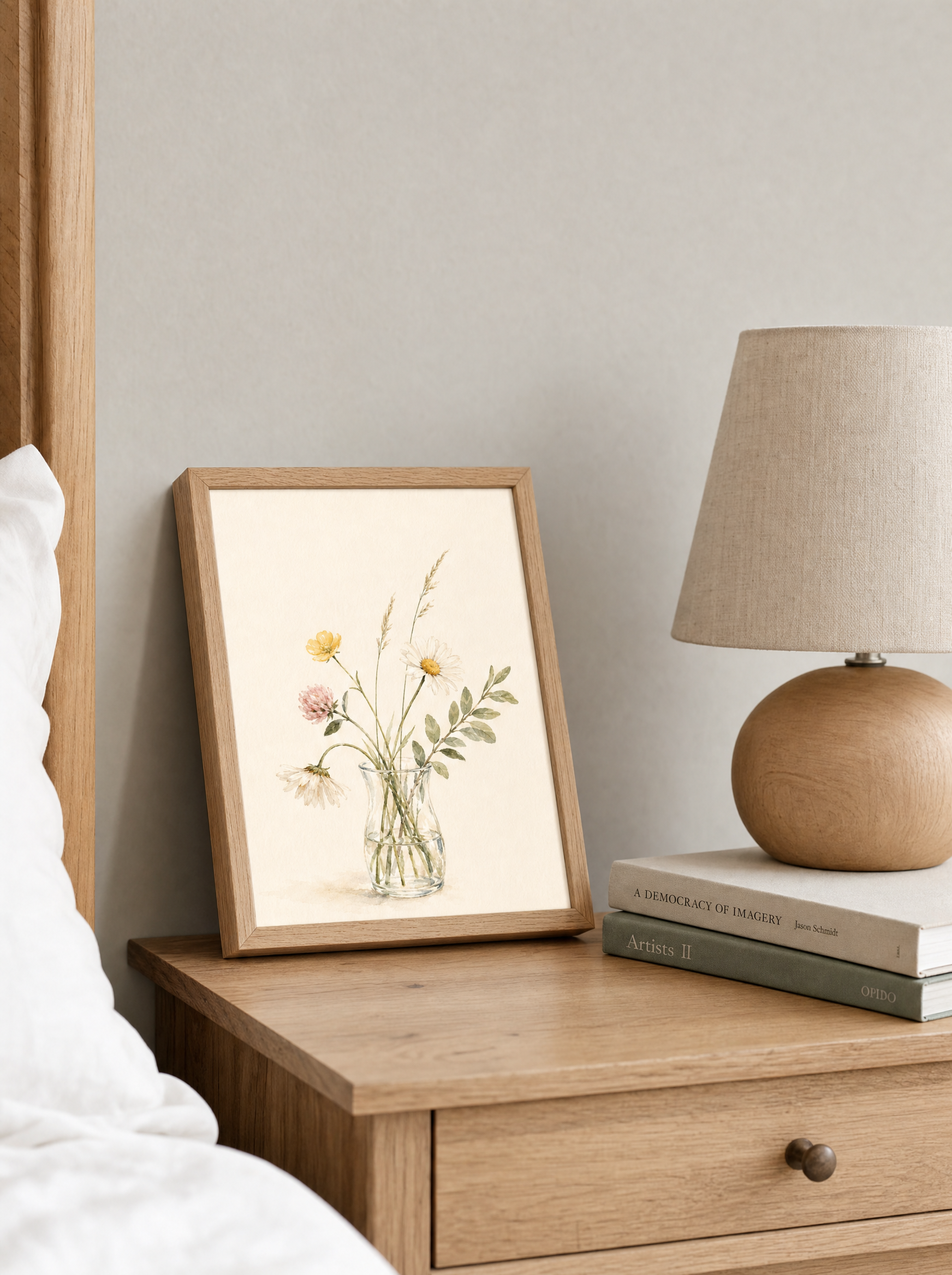 Ängsblommor i Vas poster i liten 30x40 på nattduksbord