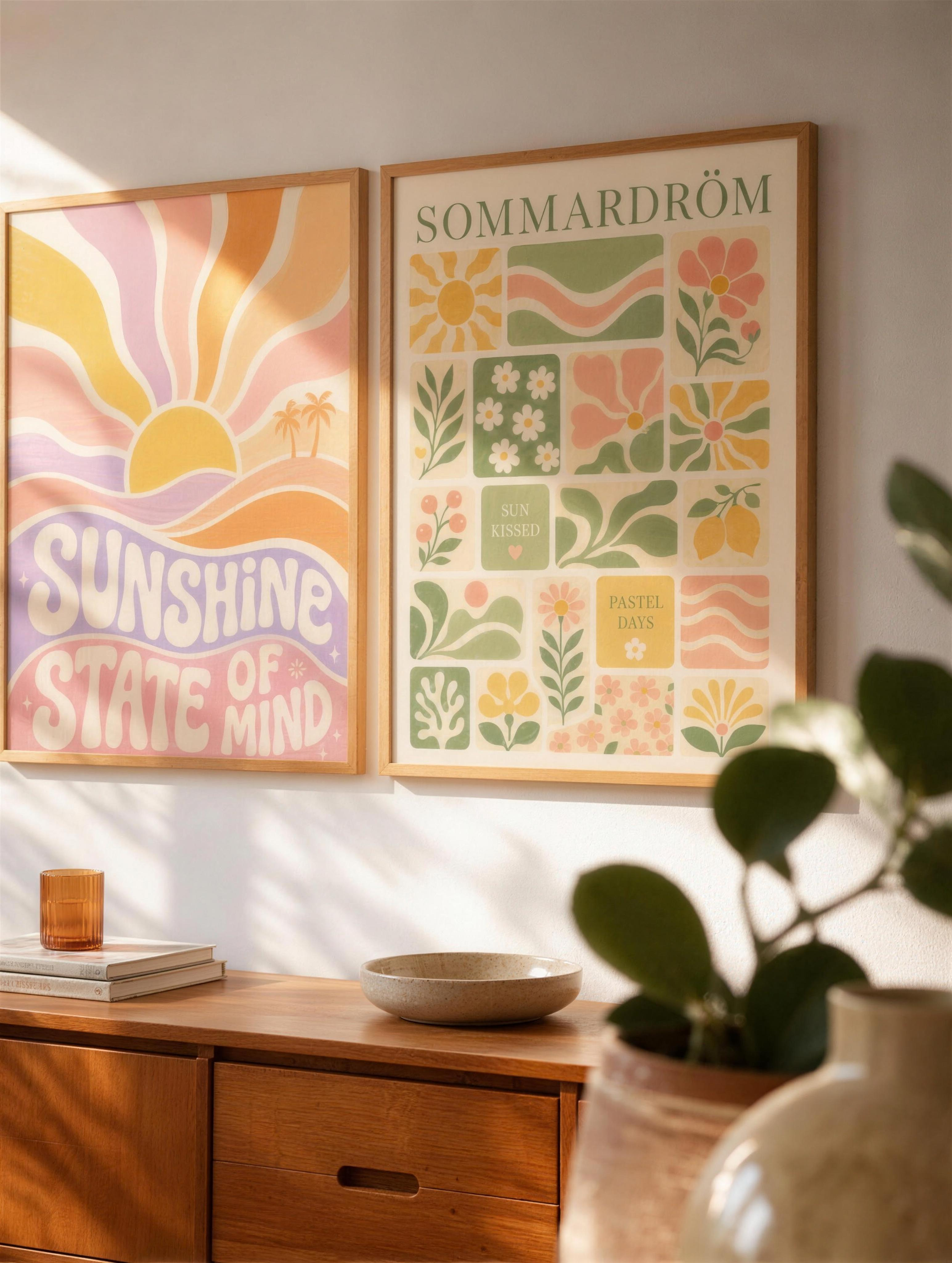 Matchat posterpar: Sunshine State of Mind och Sommardröm i ekramar – retro set