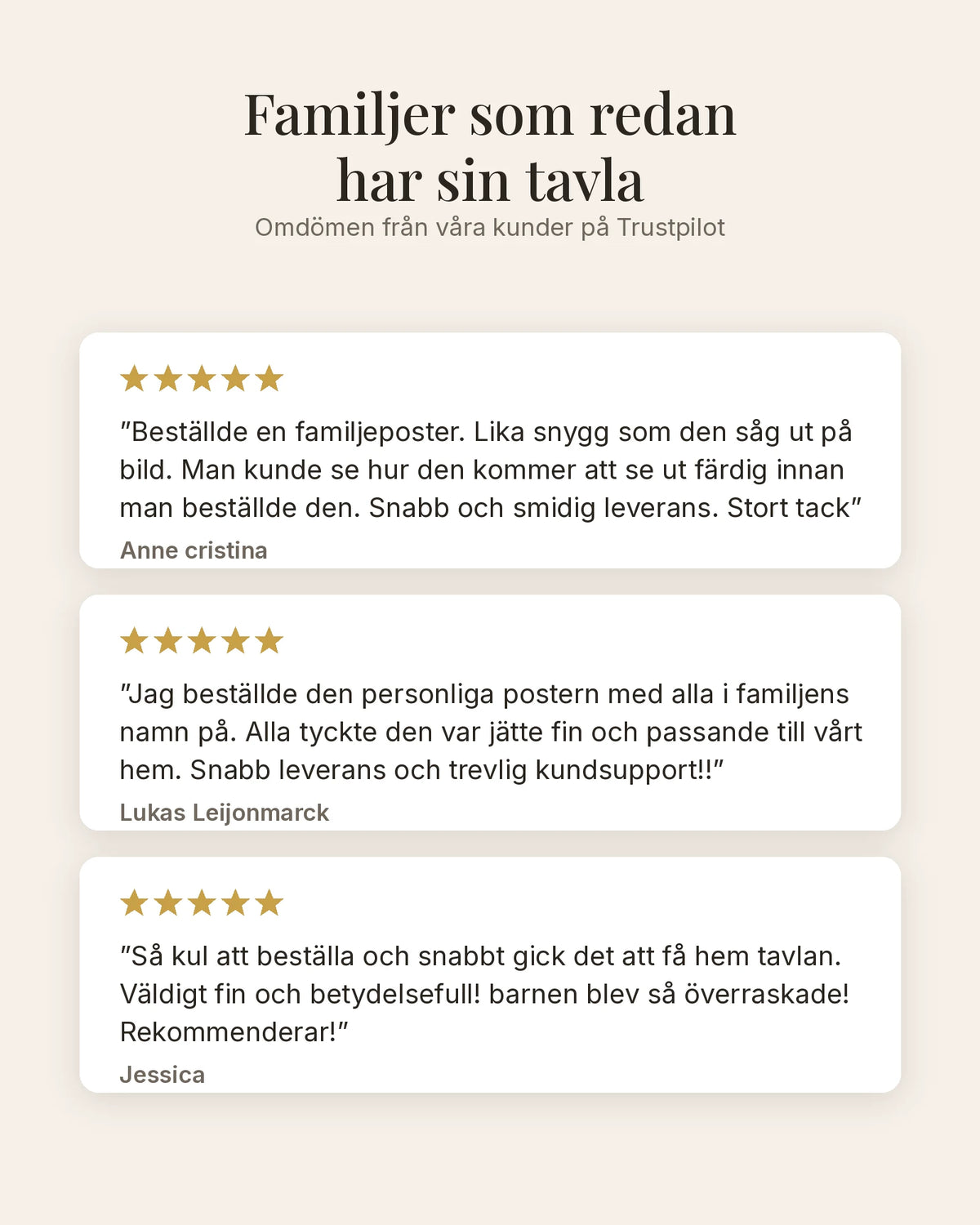 Omdömen från kunder på Trustpilot