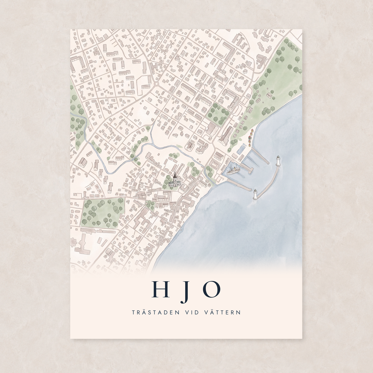 Karta över Hjo – Poster